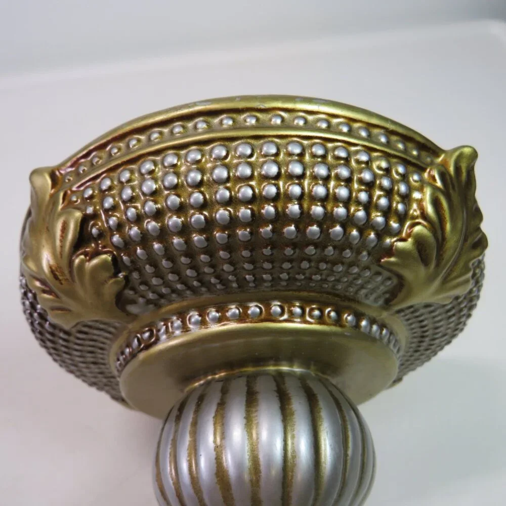 Candle Pedestal w multi- dimensional textures, Two Tone Metal colors 5